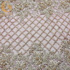 নাইজেরিয়ান স্টাইলস গোল্ড পুঁতি জরি ফ্যাব্রিক হস্তনির্মিত Tulle সূচিকর্ম 135cm প্রস্থ
