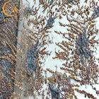 140cm প্রস্থ সেলাই জরি ফ্যাব্রিক সূচিকর্ম মাল্টিকালার 3D বিবাহের জরি Applique