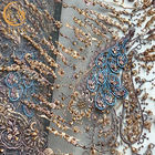 140cm প্রস্থ সেলাই জরি ফ্যাব্রিক সূচিকর্ম মাল্টিকালার 3D বিবাহের জরি Applique