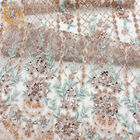 সোনালি চকচকে সিকুইন লেইস ফ্যাব্রিক Tulle সূচিকর্ম সান্ধ্য পোষাক জন্য জল দ্রবণীয়